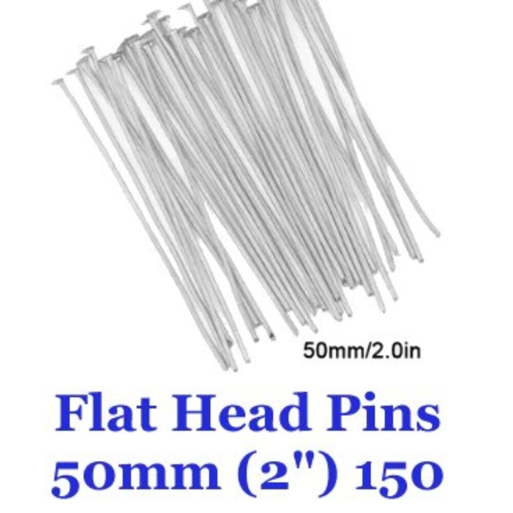 Flat Head Pins T Pins, 50mm (2"), Bendable & Cuttable Alloy 150 count